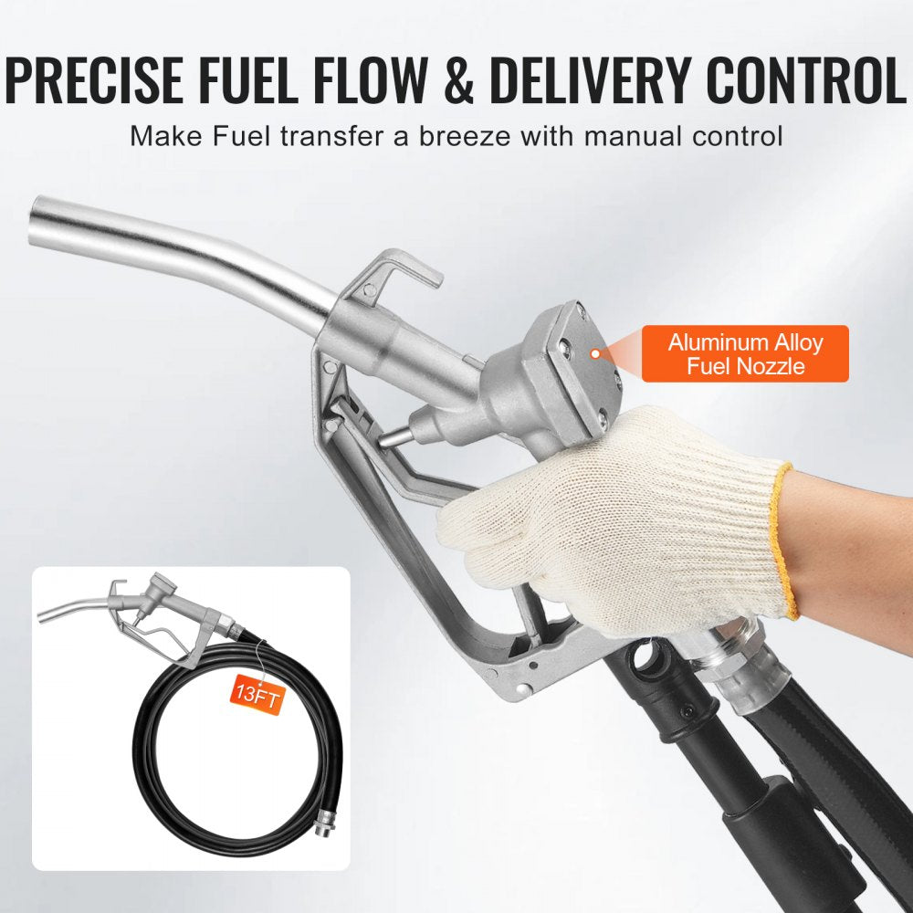 Fuel Transfer Pump 12V 5.3 GPM 1/10 HP Diesel Pump with Auto Fuel Nozzle