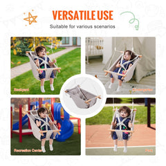 Canvas Hammock Swing 3 Modes Baby Swing 5-Point Harness Indoor Outdoor
