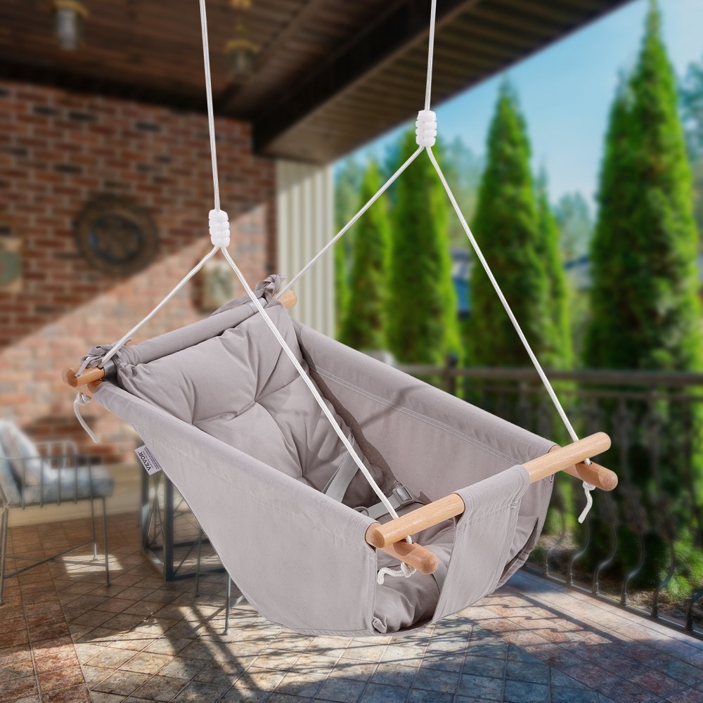 Canvas Hammock Swing 3 Modes Baby Swing 5-Point Harness Indoor Outdoor