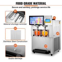 Commercial Slushy Machine, 8L / 2.1 Gal Double Bowl Margarita Machine, 1155W Stainless Steel Margarita Smoothie Frozen Drink Maker, Slushie Machine for Party Cafes Restaurants Bars Home