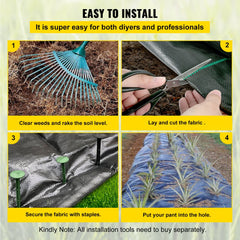 Weed Barrier Landscape Fabric, 5 x 250 ft, 5 Oz Premium Woven Ground Cover Heavy Duty PP Material & Easy Setup, Dual-Layer for Outdoor Garden, Lawn, Driveway, Black