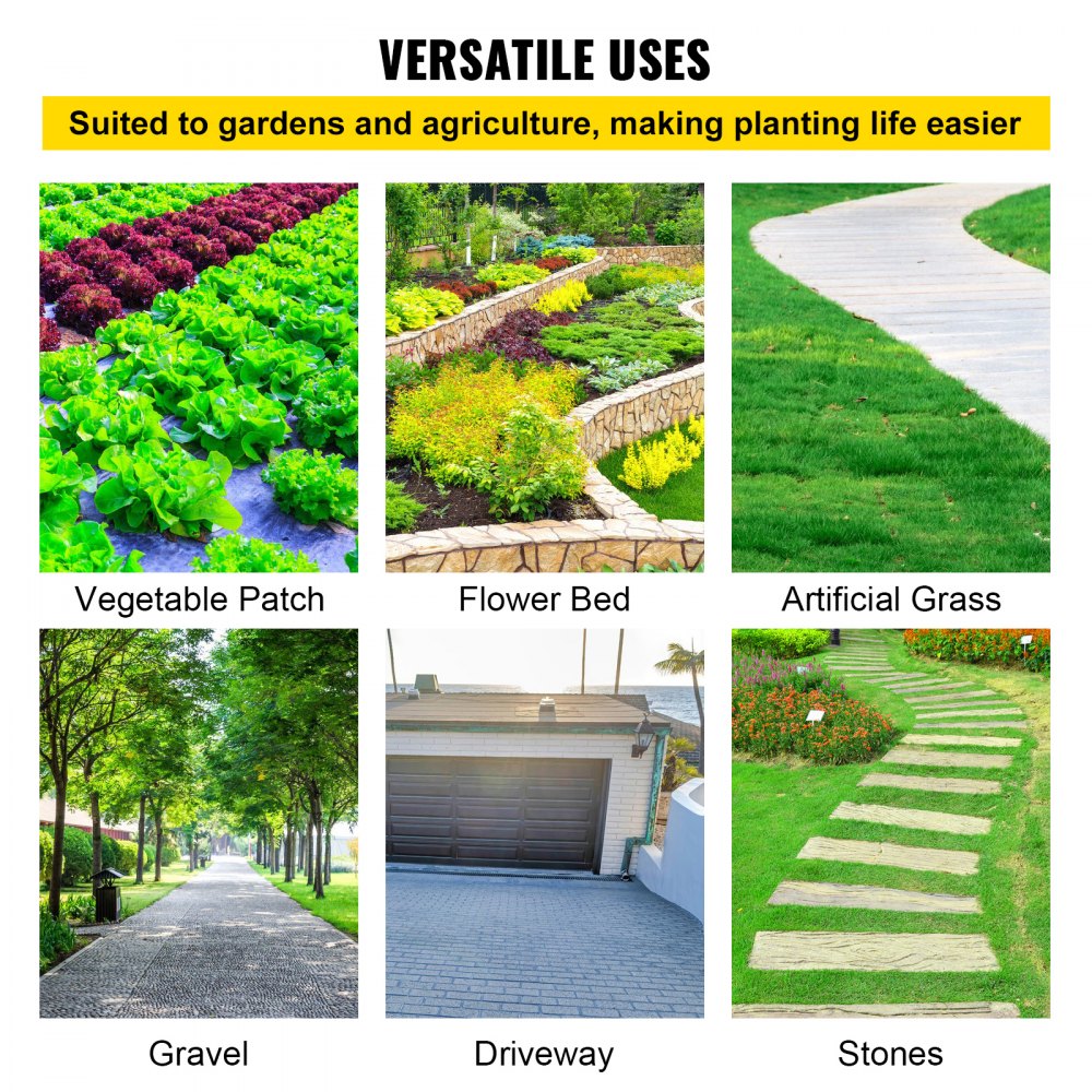 Weed Barrier Landscape Fabric, 5 x 250 ft, 5 Oz Premium Woven Ground Cover Heavy Duty PP Material & Easy Setup, Dual-Layer for Outdoor Garden, Lawn, Driveway, Black