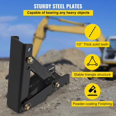 18" Backhoe Thumb, 1/2" Teeth Thickness Heavy Duty Excavator Thumb, Black Steel Weld On Thumb Attachments with 12mm Bolt-On Design Adjustable Mechanical Thumb for Backhoe/Excavator