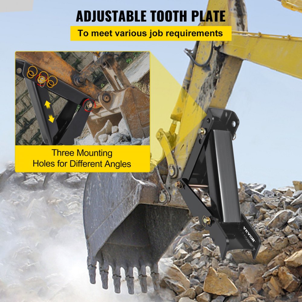 18" Backhoe Thumb, 1/2" Teeth Thickness Heavy Duty Excavator Thumb, Black Steel Weld On Thumb Attachments with 12mm Bolt-On Design Adjustable Mechanical Thumb for Backhoe/Excavator