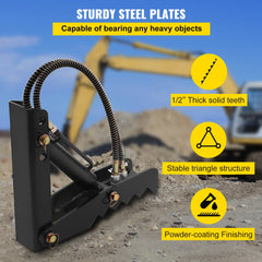 18" Hydraulic Backhoe Thumb, 1/2" Thickness Heavy Duty Excavator Thumb, Black Steel Weld On Thumb Attachments with Hydraulic Cylinder, Mechanical Hydraulic Thumb for Backhoe/Excavator