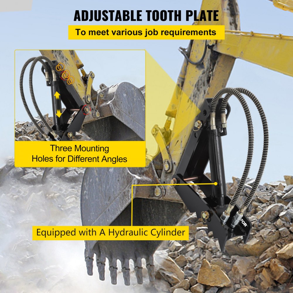 18" Hydraulic Backhoe Thumb, 1/2" Thickness Heavy Duty Excavator Thumb, Black Steel Weld On Thumb Attachments with Hydraulic Cylinder, Mechanical Hydraulic Thumb for Backhoe/Excavator