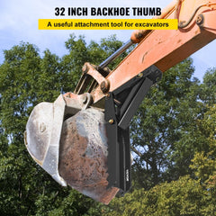32 inch Backhoe Excavator Thumb Attachments Weld On Adjustable Boom Tractor Excavator 1/2Inch Teeth Thick Steel Plate Assembly 12MM Bolt-On Design