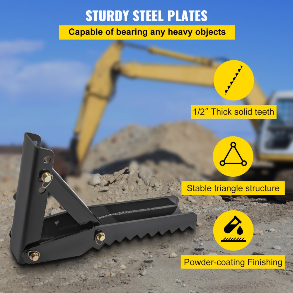 32 inch Backhoe Excavator Thumb Attachments Weld On Adjustable Boom Tractor Excavator 1/2Inch Teeth Thick Steel Plate Assembly 12MM Bolt-On Design