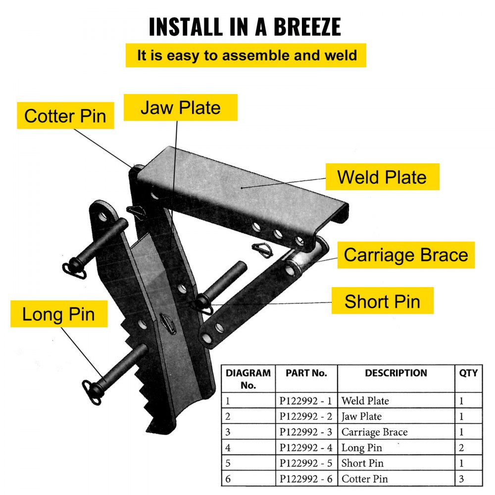 32 inch Backhoe Excavator Thumb Attachments Weld On Adjustable Boom Tractor Excavator 1/2Inch Teeth Thick Steel Plate Assembly 12MM Bolt-On Design