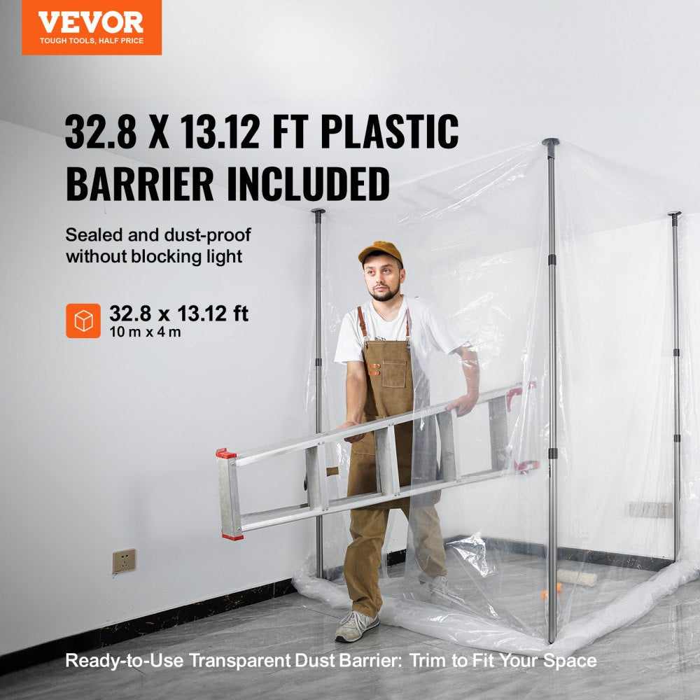 Dust Barrier Poles 12 Ft with 4 Telescoping Poles Dust Barrier System