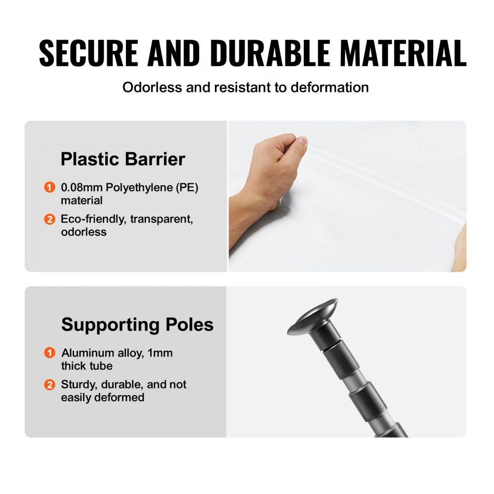 Dust Barrier Poles 12 Ft with 4 Telescoping Poles Dust Barrier System