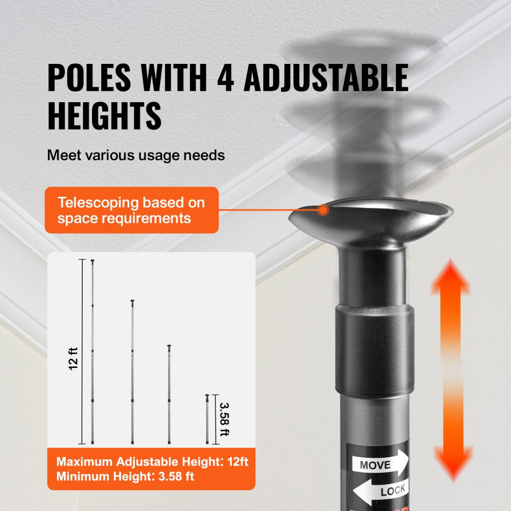 Dust Barrier Poles 12 Ft with 4 Telescoping Poles Dust Barrier System
