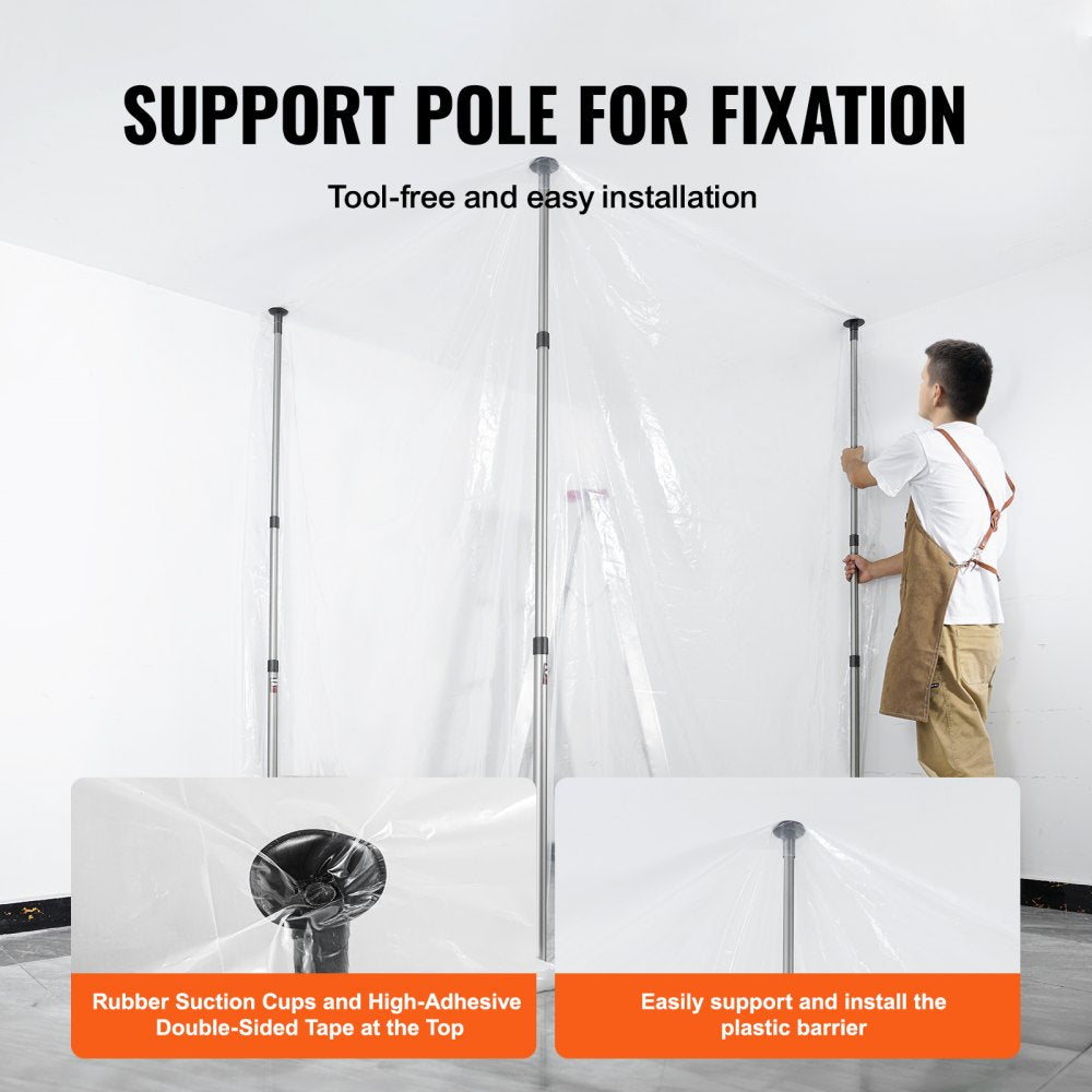 Dust Barrier Poles 12 Ft with 4 Telescoping Poles Dust Barrier System