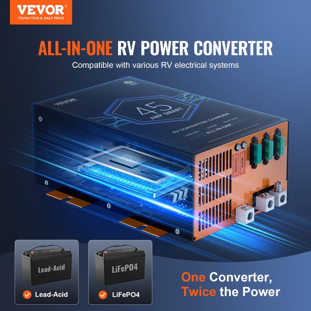 RV Converter 45 Amp 110V AC to 12V DC RV Power Converter Battery Charger
