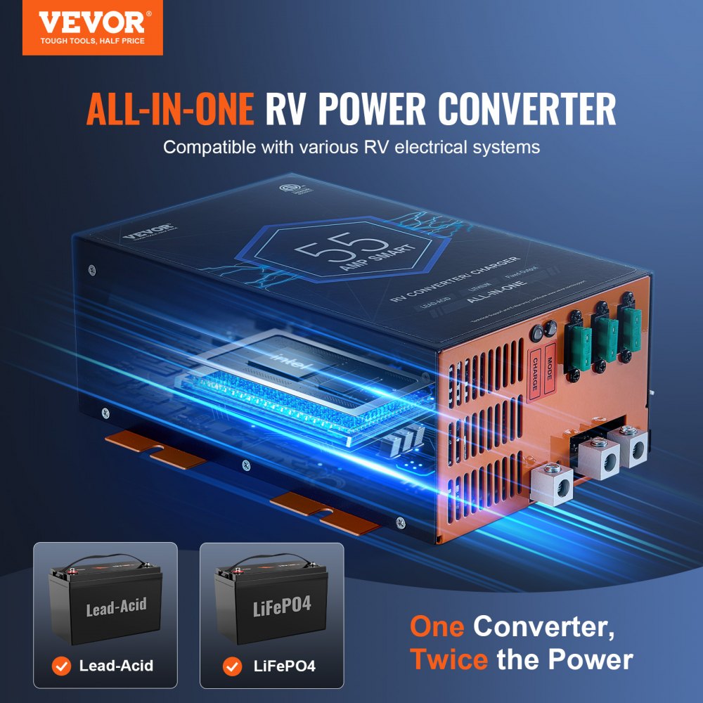 RV Converter 55 Amp 110V AC to 12V DC RV Power Converter Battery Charger