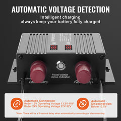 250 AMP Dual Battery Smart Isolator, 12V/24V, Universal VSR Voltage Sensitive Relay Battery Isolator Intelligent with LCD Screen, for Car Truck ATV RV Battery Starter Controller Power Switch