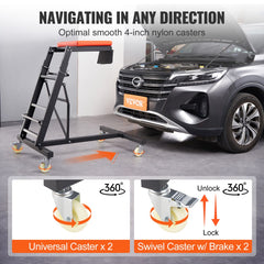 Top Automotive Creeper, Engine Creeper with Adjustable Height 45.7" to 66.3", 400 LBS Capacity High Creeper, 4 Swivel Caster Wheels, Heavy Duty Foldable Creeper for Auto Repair and Maintenance