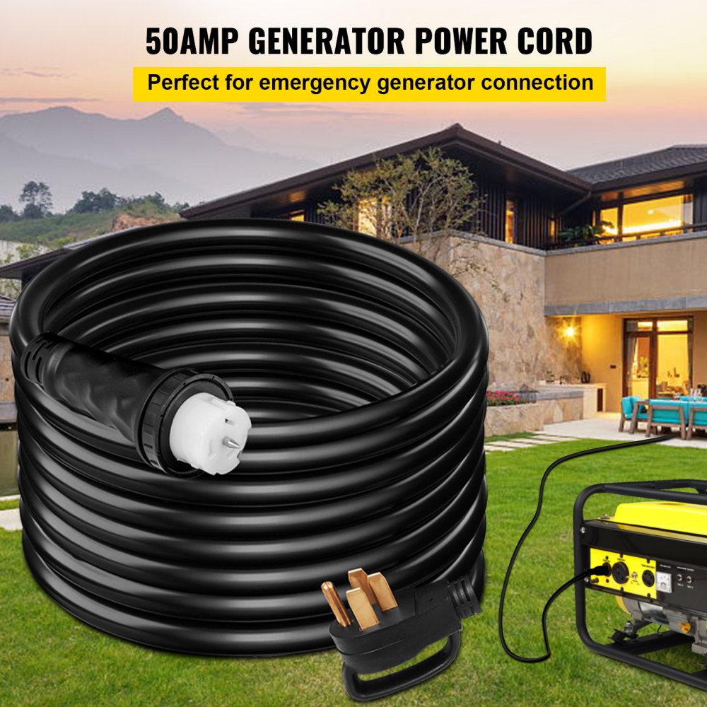10Ft 50 Amp Generator Extension Cord STW 6/3 + 8/1 Generator Cord 125V 250V Generator Power Cord N14-50P & SS2-50R & CS6364 Twist Lock Connectors