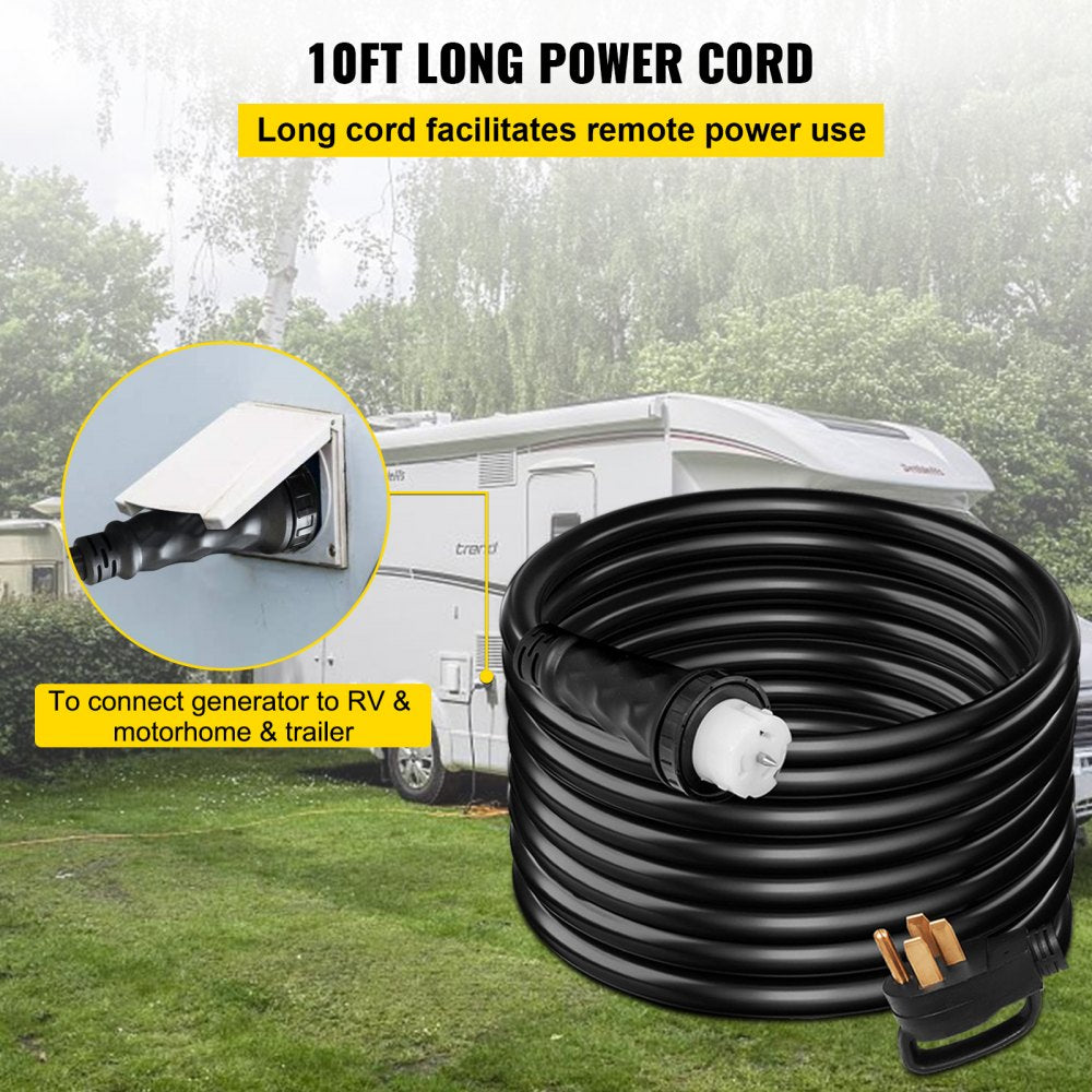 10Ft 50 Amp Generator Extension Cord STW 6/3 + 8/1 Generator Cord 125V 250V Generator Power Cord N14-50P & SS2-50R & CS6364 Twist Lock Connectors