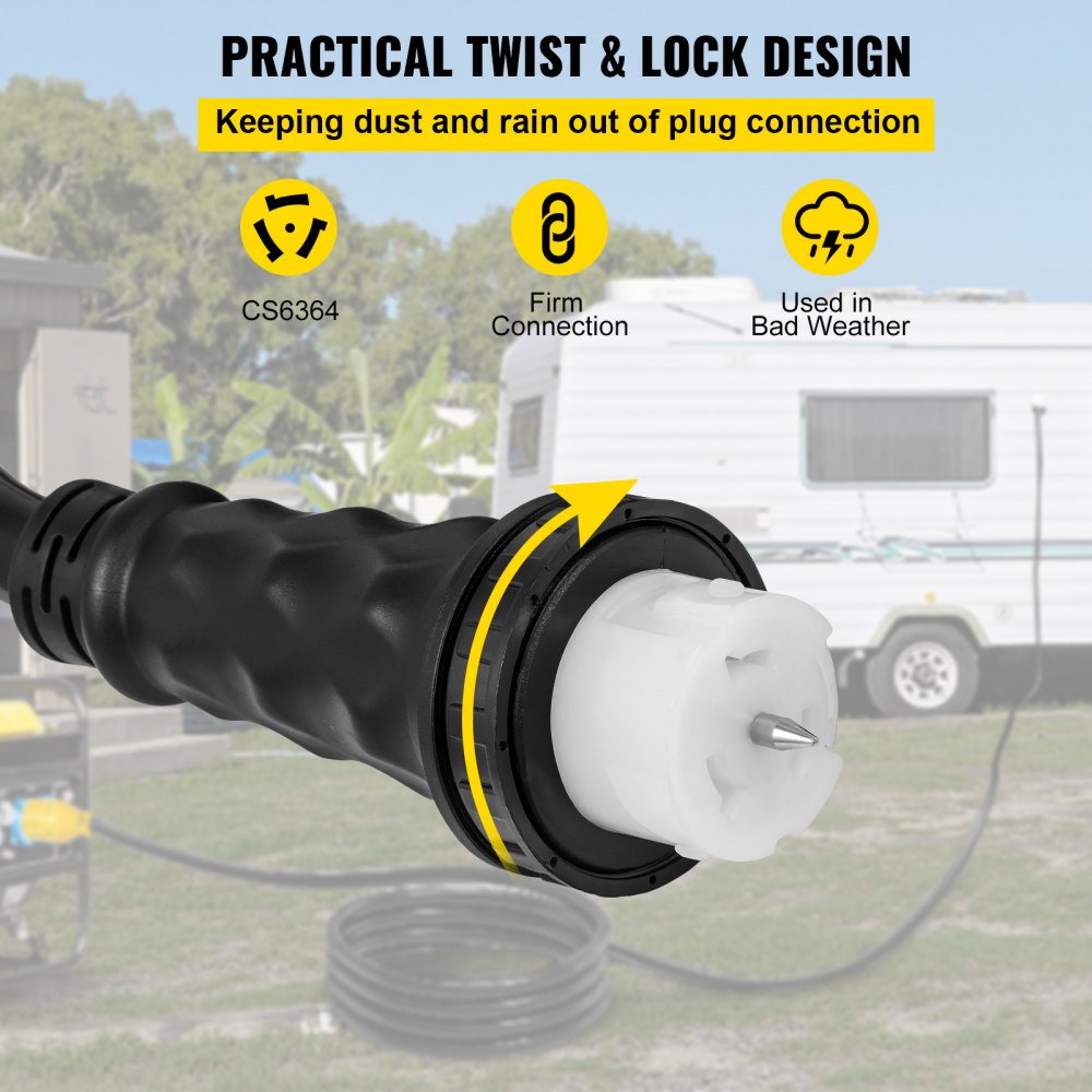 10Ft 50 Amp Generator Extension Cord STW 6/3 + 8/1 Generator Cord 125V 250V Generator Power Cord N14-50P & SS2-50R & CS6364 Twist Lock Connectors