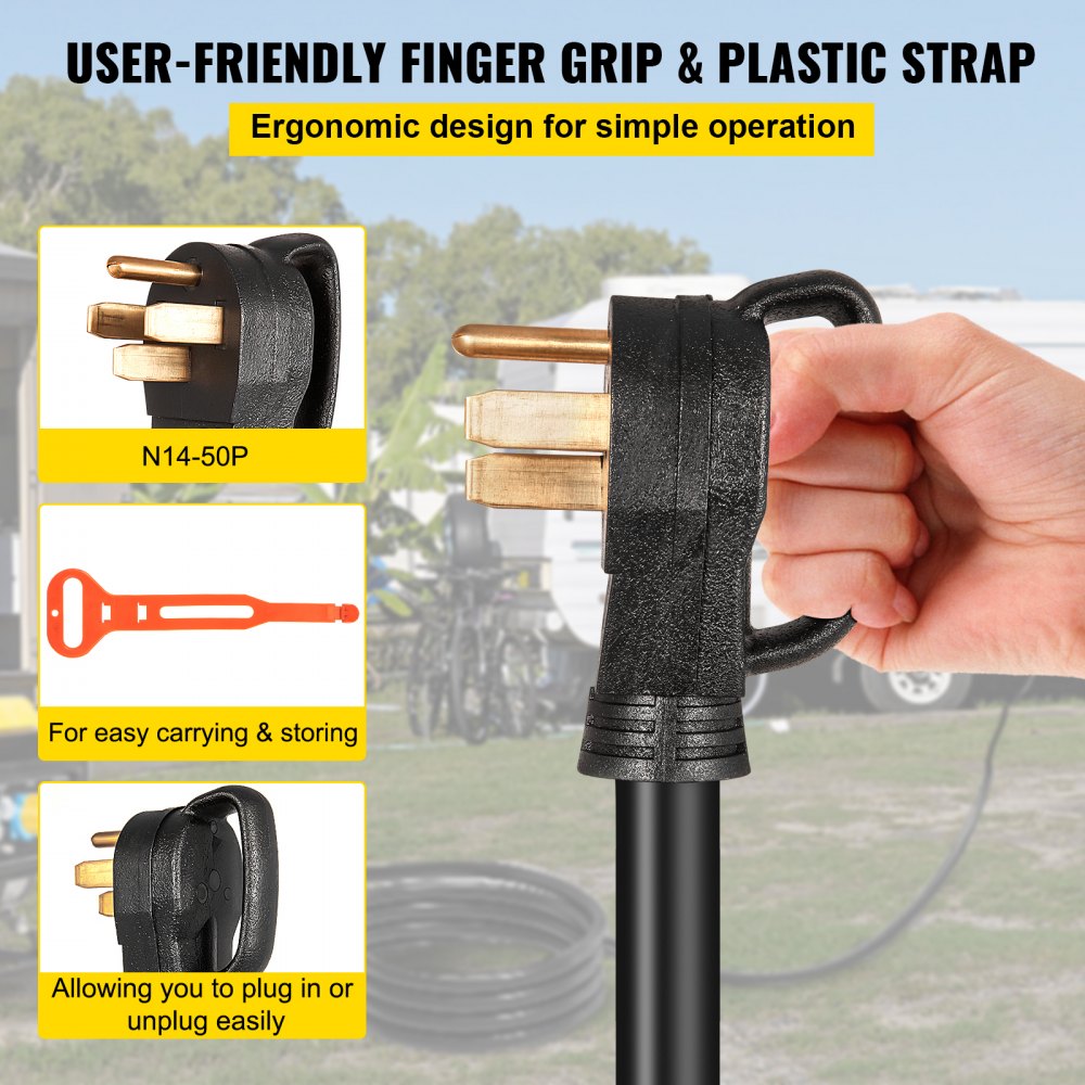 10Ft 50 Amp Generator Extension Cord STW 6/3 + 8/1 Generator Cord 125V 250V Generator Power Cord N14-50P & SS2-50R & CS6364 Twist Lock Connectors