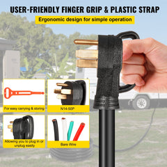 15Ft 50 Amp Generator Extension Cord 4 Wire 6 Gauge STW 6/3+8/1 Generator Cord 125V 250V Generator Power Cord N14-50P & SS2-50R Portable Handle (15Ft 50 Amp)
