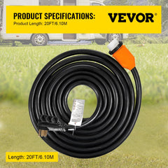 Bostome 50A 20FT generator power cord with twist-lock plug and ergonomic handle for easy use.