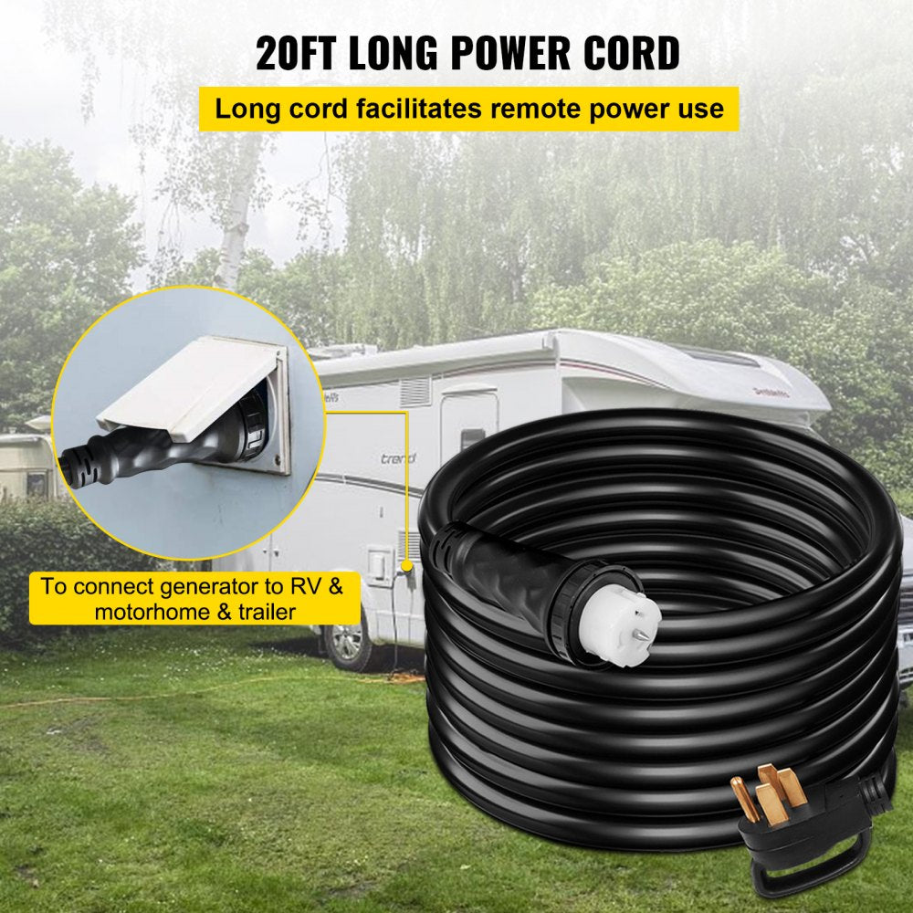 20Ft 50 Amp Generator Extension Cord STW 6/3 + 8/1 Generator Cord 125V 250V Generator Power Cord N14-50P & SS2-50R & CS6364 Twist Lock Connectors
