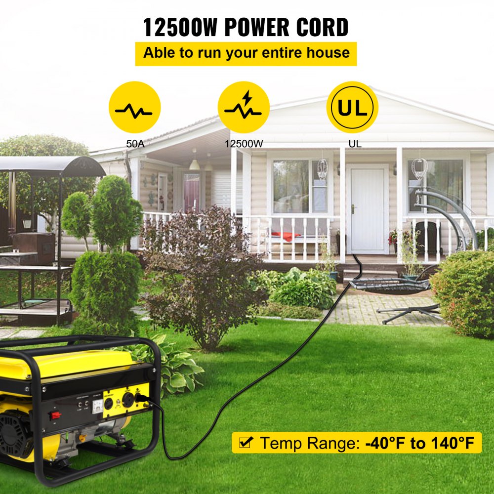 25Ft 50Amp Generator Extension Cord 6 Gauge STW 6/3+8/1 Generator Cord Generator Power Cord N14-50P to Bare Wire Cut Wire Cord Extension Power Cord RV Motor Home Generator Portable