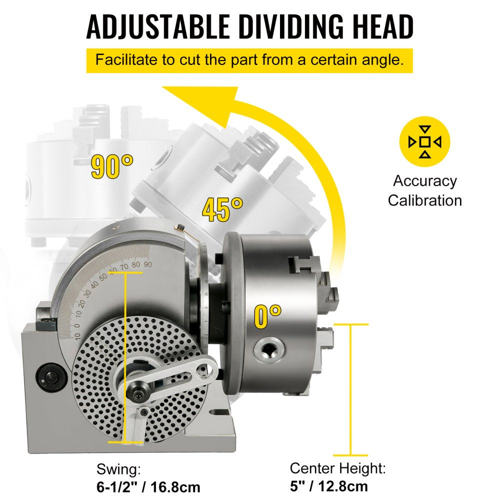 Bostome BS-1 Dividing Head Set with 6" 3-jaw chuck for precise milling and indexing tasks.