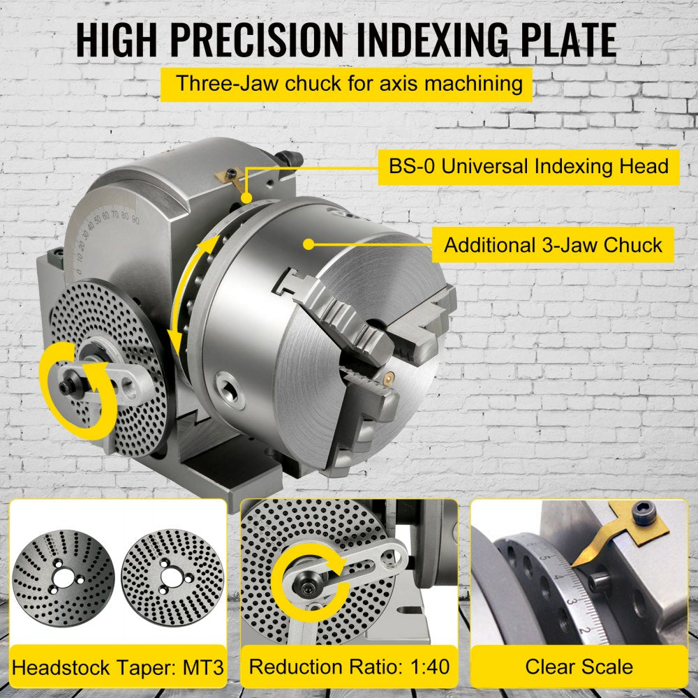 Bostome BS-1 Dividing Head Set with 6" 3-jaw chuck and adjustable dividing plates.