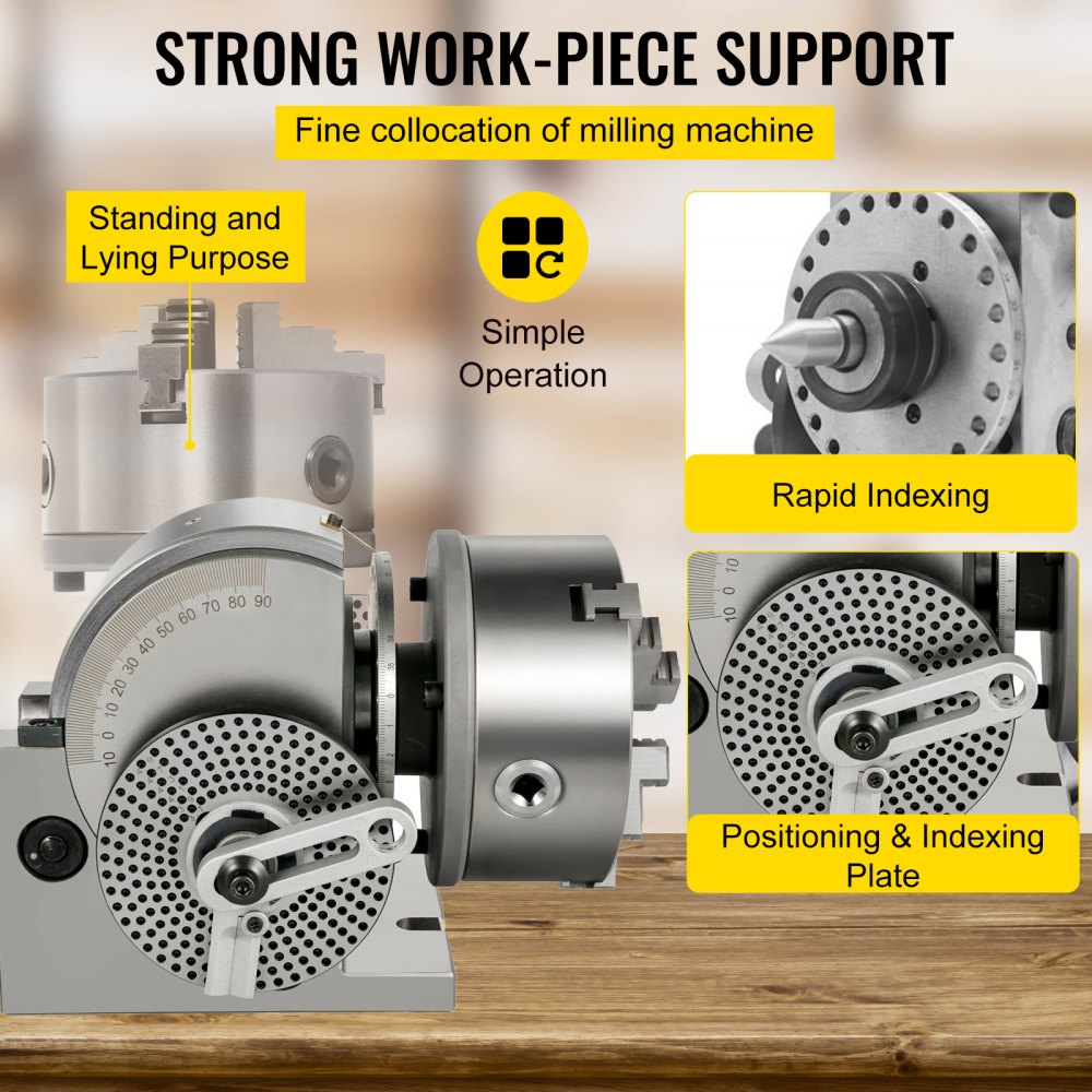 Bostome BS-1 Dividing Head Set with a 6" 3-jaw chuck for precise milling and indexing tasks.