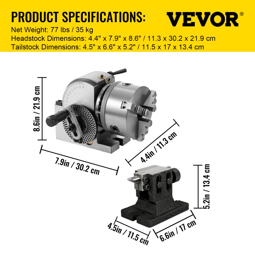 Bostome BS-1 Dividing Head Set featuring a 6" 3-jaw chuck for precise milling and indexing.