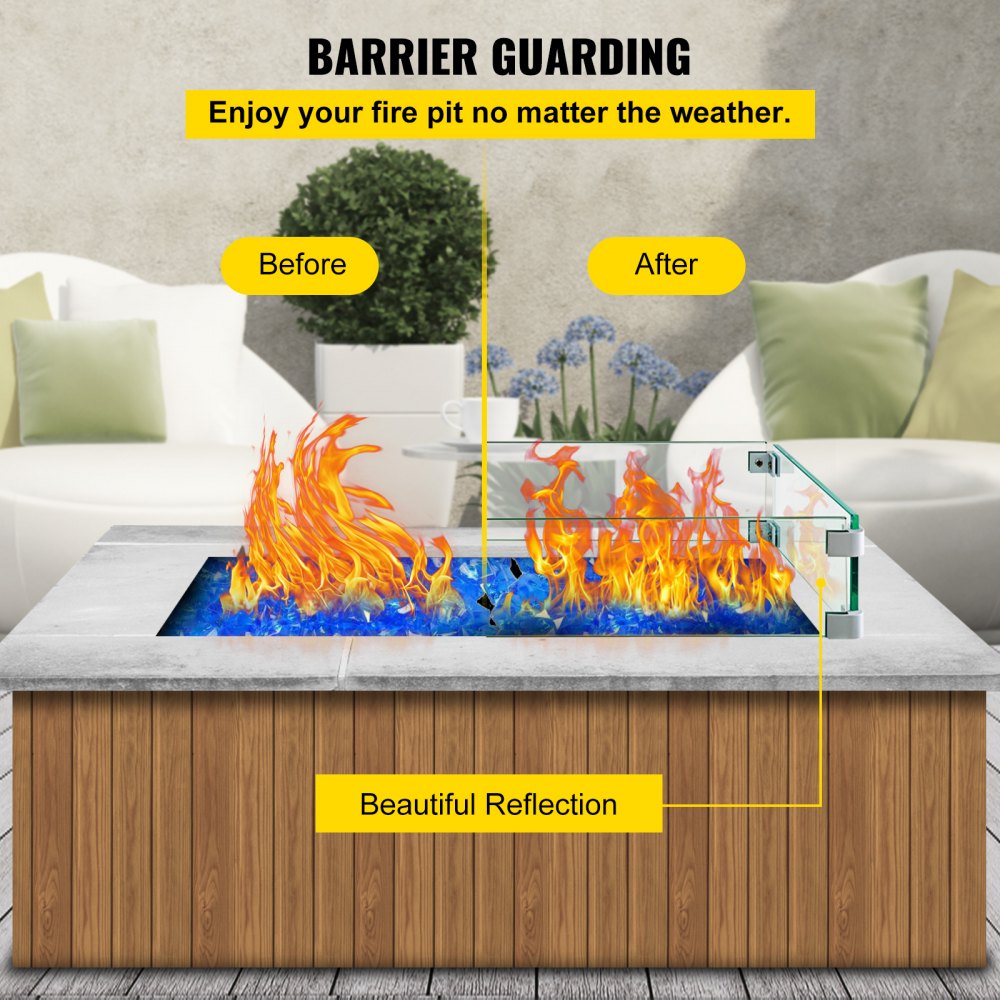 Fire Pit Wind Guard Fire Pit Tempered Glass Wind Guard Fence (29.5 x 13.6 x 4 Inch)