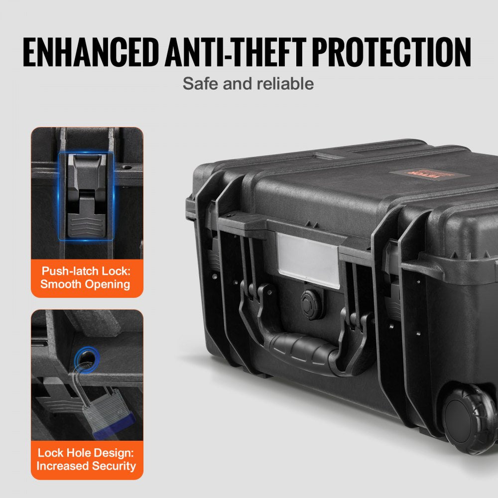 1.58 Cu.ft Weatherproof Hard Case with Retractable Pull Handles & Wheels