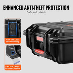 0.56 Cu.ft Weatherproof Hard Case with Handle Clips Padlock Holes PU Foam Protect Pistol, Microphone, and Camera Equipment