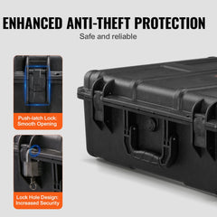 2.4 Cu.ft Weatherproof Hard Case with Handle Clips Padlock Holes Foam