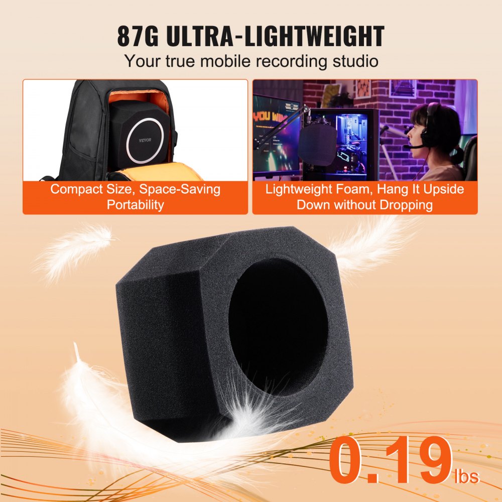 Microphone Isolation Ball, High-Density Acoustic Foam, Windscreen Isolation Shield with Dual-Layered Pop Filter, for φ1.57 to 2.36 in Microphones Vocal Isolation Booth Noise Reflection Reduction