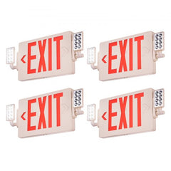 Bostome LED exit sign with red letters, emergency lights, and battery backup for safety.
