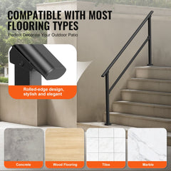 5-6 Handrails for Outdoor for Seniors Porch Deck Black Square Tube Steel