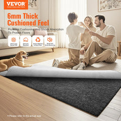 Gray and brown non-slip rug pad, 0.24" thick, measuring 25" x 94.5" with polyester material.