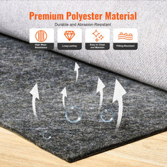 Bostome non-slip rug pad gripper in 8x10 size, 0.24" thick polyester felt material.