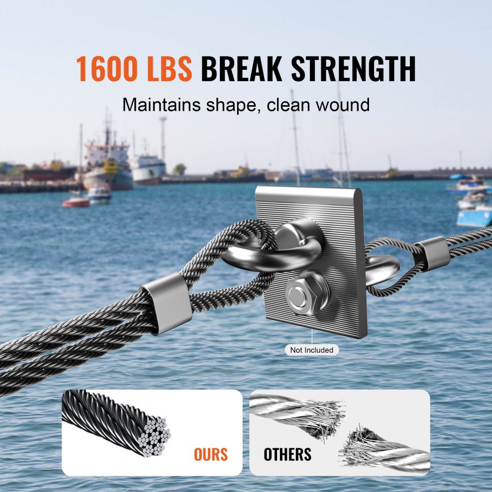 T316 Stainless Steel Cable 1/8" 7x7 Steel Wire Rope 500 ft Cable Railing