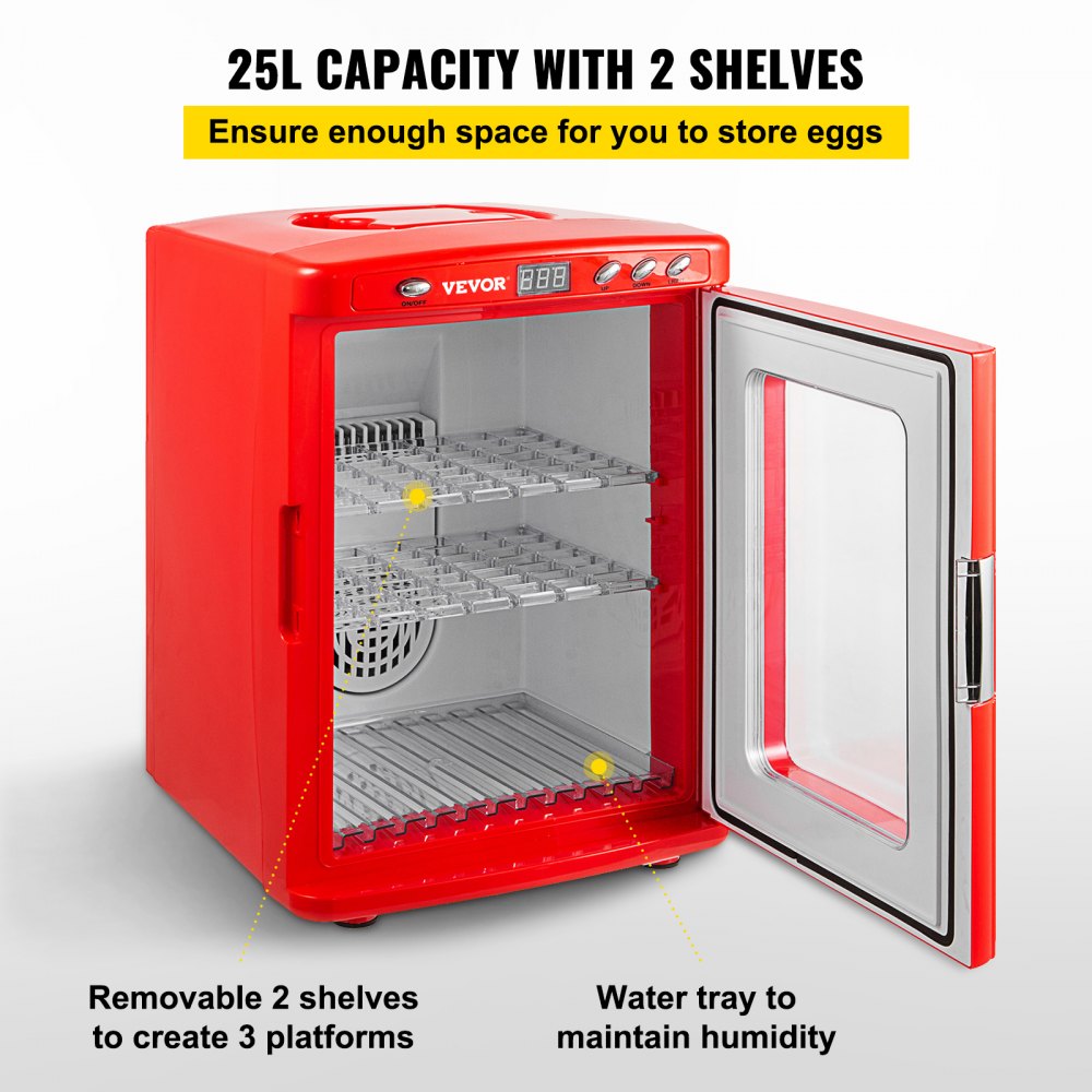 Red Reptile Incubator 25L Scientific Lab Incubator Digital Incubator Cooling and Heating 5-60°C Reptile Egg Incubator 12V/110V Work for Small Reptiles