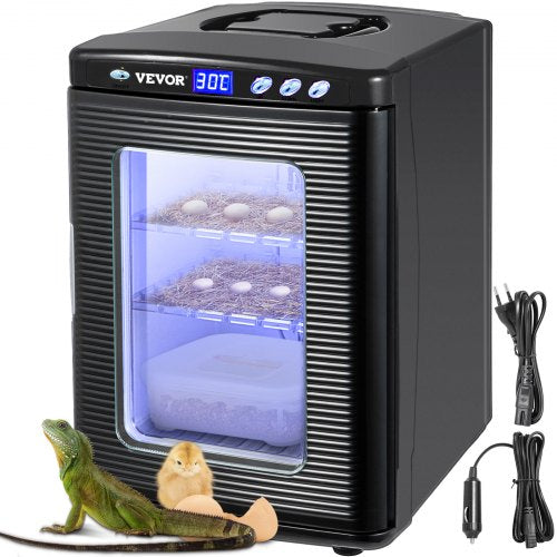 Black Reptile Incubator 25L Scientific Lab Incubator Digital Incubator Cooling and Heating 5-60°C Reptile Egg Incubator 12V/110V Work for Small Reptiles