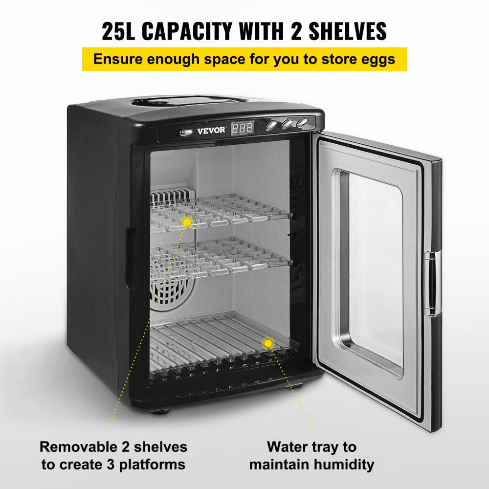 Black Reptile Incubator 25L Scientific Lab Incubator Digital Incubator Cooling and Heating 5-60°C Reptile Egg Incubator 12V/110V Work for Small Reptiles