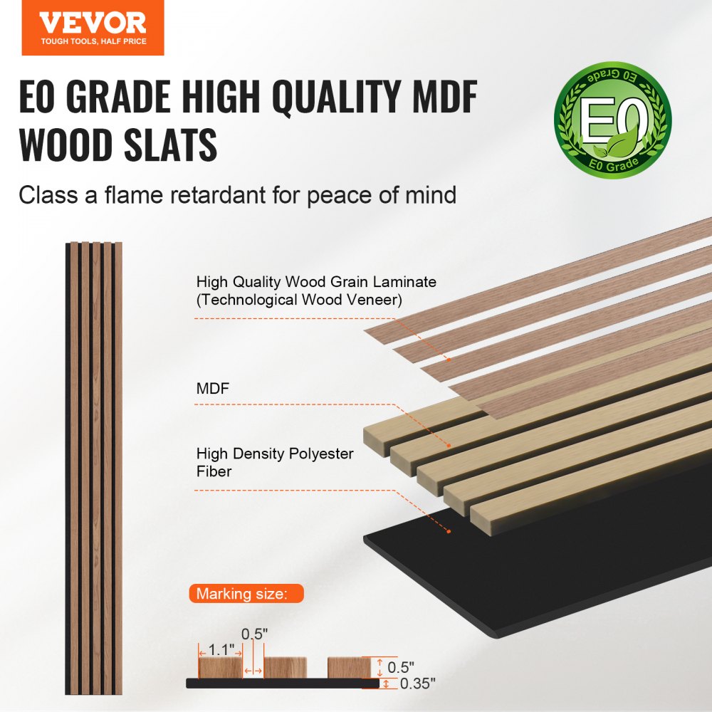 Walnut wood slat acoustic panel measuring 94.5"x7.9" for wall decor and sound absorption.