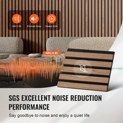Bostome Wood Slat Acoustic Panels in walnut finish, measuring 94.5"x7.9", designed for wall decor.