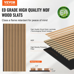 Light Oak acoustic panel with 15 slats, measuring 23.6" x 47.2", designed for noise reduction.