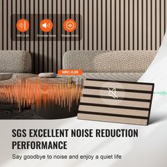 Silverwood wood slat acoustic panel, 94.5"x7.9", designed for sound absorption and wall decor.
